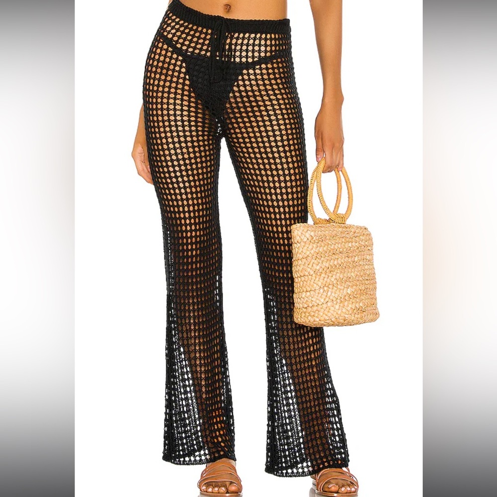 Superdown Elektra Crochet Pant in Black large swim coverup